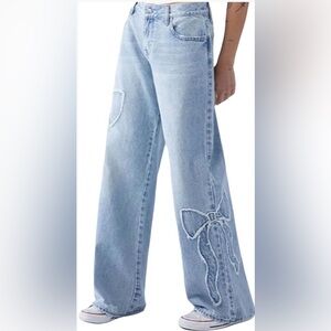 Women’s High Rise Distressed Bow Denim